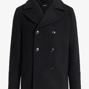 Men's Black Double-Breasted Peacoat